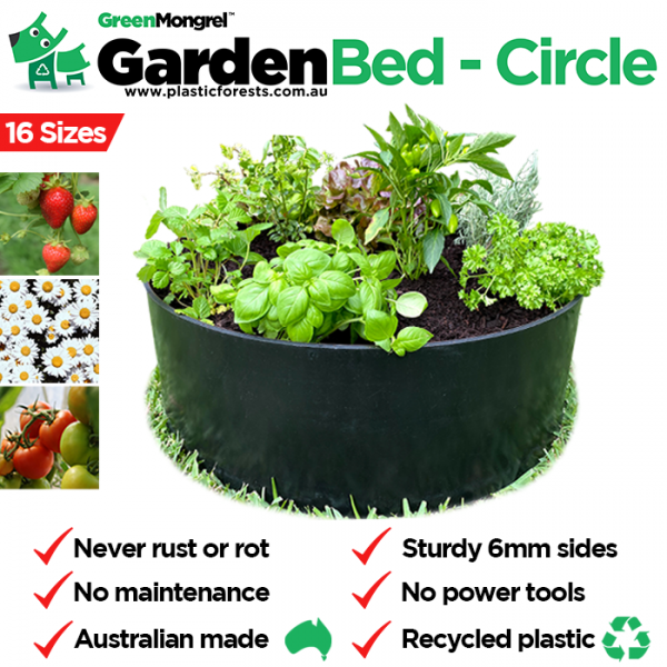 Garden Bed recycled plastic circleAus madeGreenMongrel by Plastic Forests